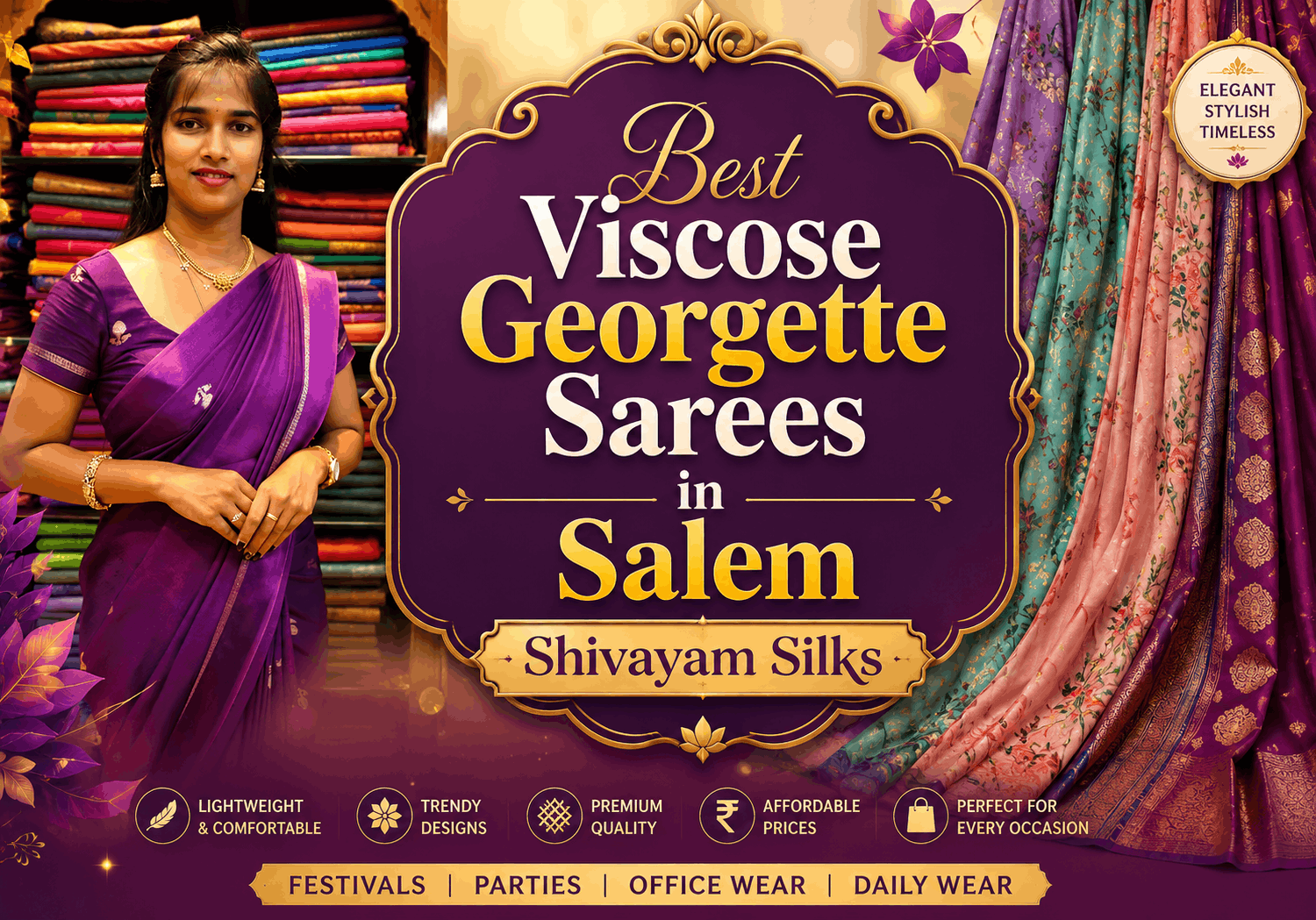 Best Viscose Georgette Sarees in Salem | Shivayam Silks